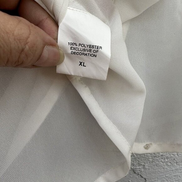 Sweet Magnolia Women's Off-White Chiffon Embroider Eyelet Bell Sleeve Top Sz XL - Picture 12 of 12
